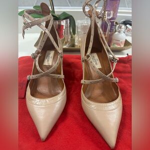 Nude Valentino Garavani , Love Latch kitten heels leather pump 35,5 / 5,5